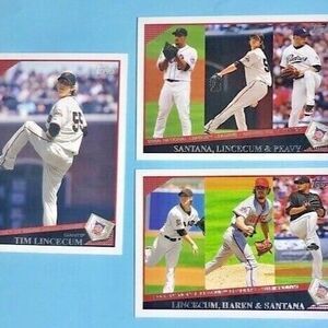 2009 Topps San Francisco GIANTS, Tim Lincecum 3 Cards Cy Young #78 & 2NL Leaders